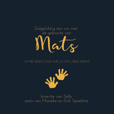 Trendy goudfolie geboortekaartje met loopfiets en ballon