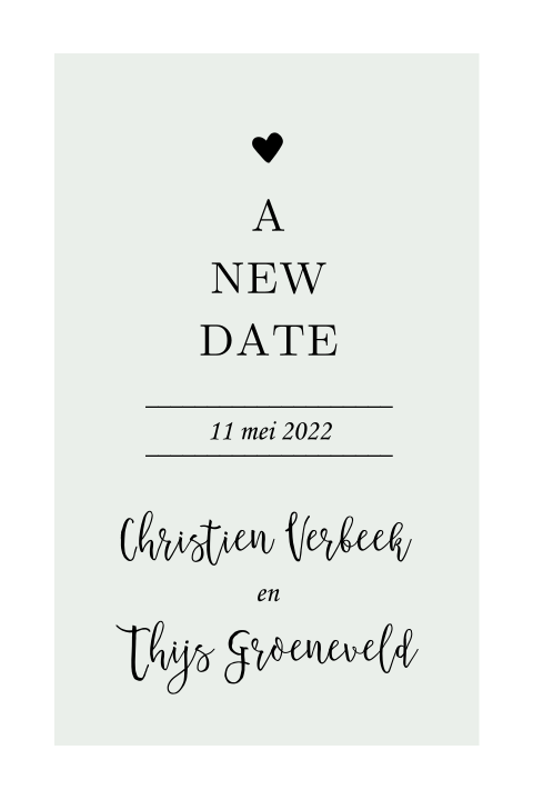 Change the Date kaart met hartje en mint achtergrond