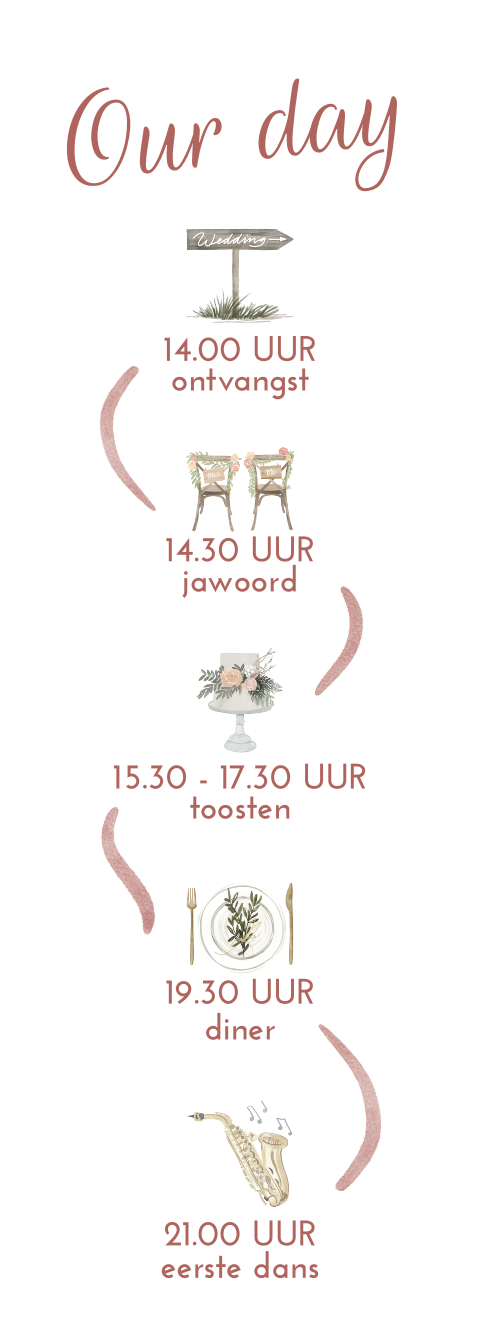 Programmakaartje bruiloft met icoontjes