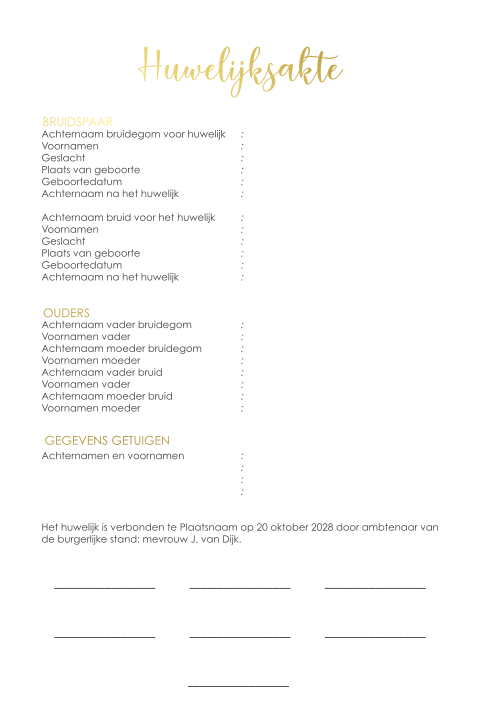 Luxe trouwakte zelf maken met goudfolie