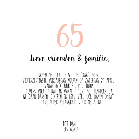 Uitnodiging 65 jaar - kaart maken op Fuif