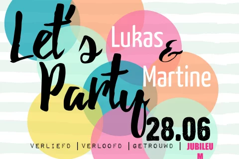 Kleurrijke 12,5 jaar getrouwd kaart met bollen en strepen