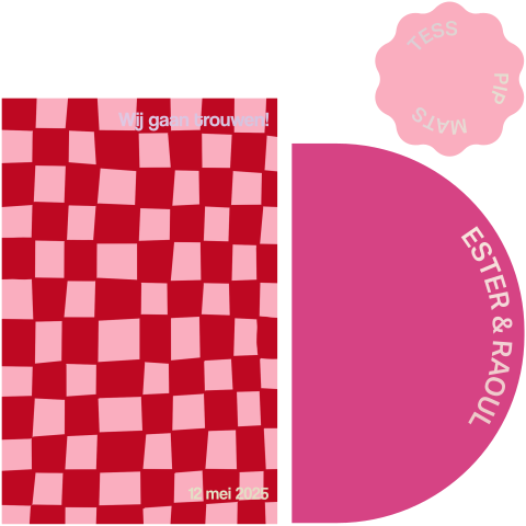 Trouwkaart boog rond label