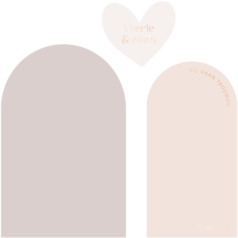 Trouwkaart blush stapelkaart hart roséfolie
