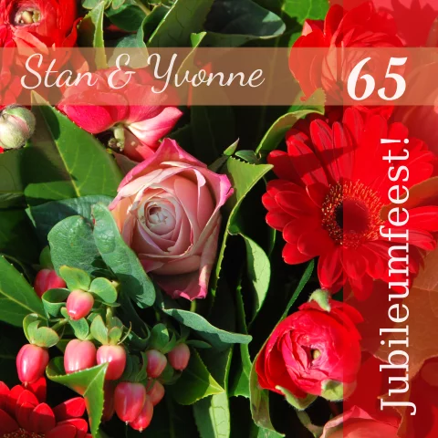 Uitnodiging kleurrijke bloem 65 jaar getrouwd