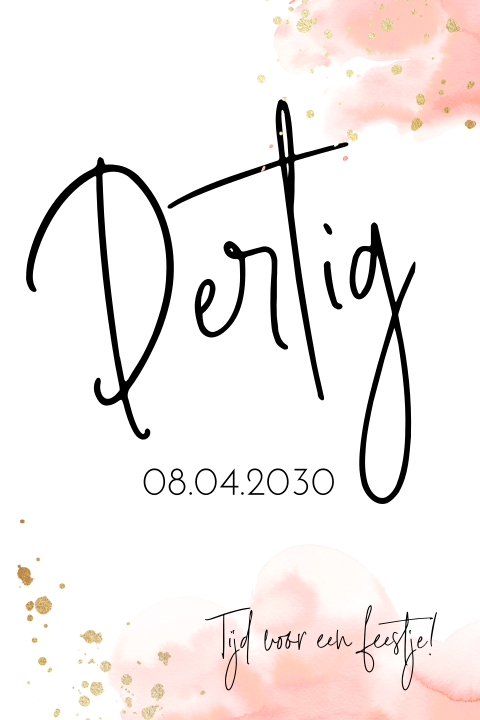 Uitnodiging verjaardag 30 roze met spetters