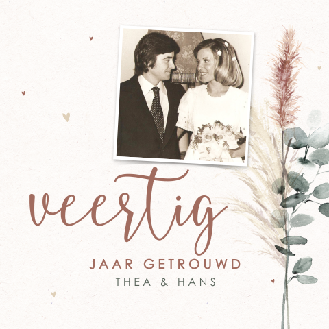 Jubileumkaart 40 jaar met droogbloemen