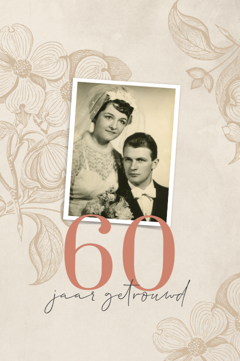 Vintage uitnodiging 60 jaar getrouwd