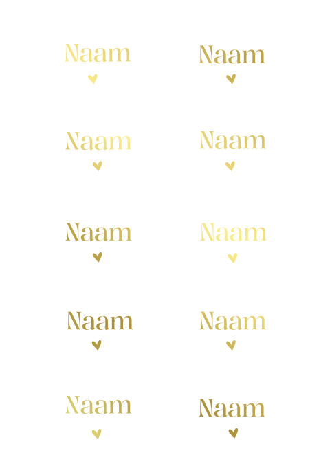 Naamkaartjes voor bruiloft met goudfolie
