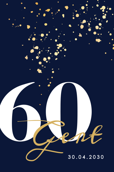 Verjaardagsuitnodiging 60 jaar met gouden spetters