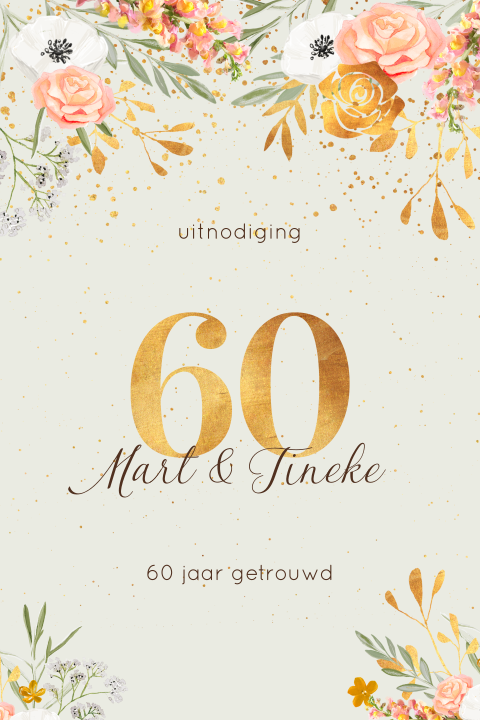 Jubileumkaart diamanten bruiloft met bloemen
