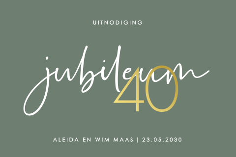 Uitnodiging 40 jarig huwelijk met goudfolie