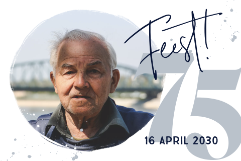 Vrolijke uitnodiging man 75 jaar