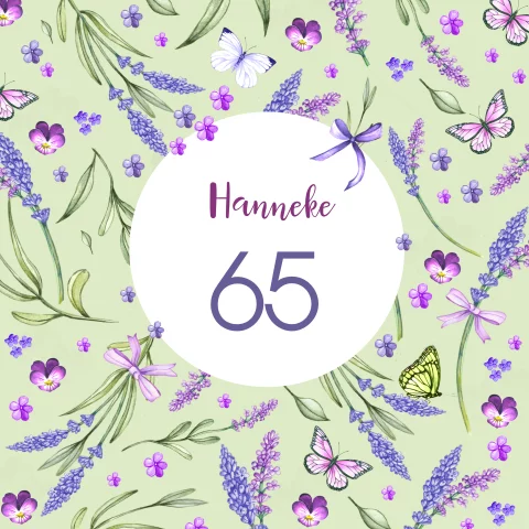 Lieve uitnodiging voor verjaardag 65 jaar met bloemen