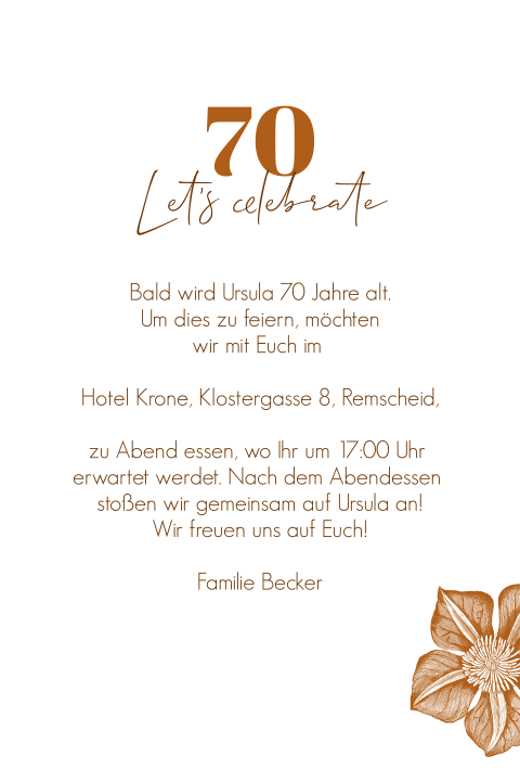 Einladungssprüche Einladung 70 Geburtstag Text Lustig Nostalgische Einladungskarte zum 70sten Geburtstag