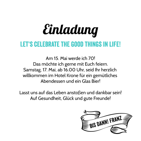 Einladungskarten Geburtstag 70 & 80 Jahre Einfacher OnlineEditor