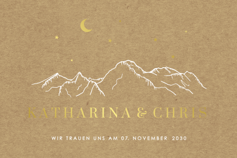 Hochzeitseinladung Berg und Sternen auf Kraftoptik