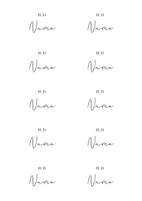 Namenskarten in Schwarz-Weiss