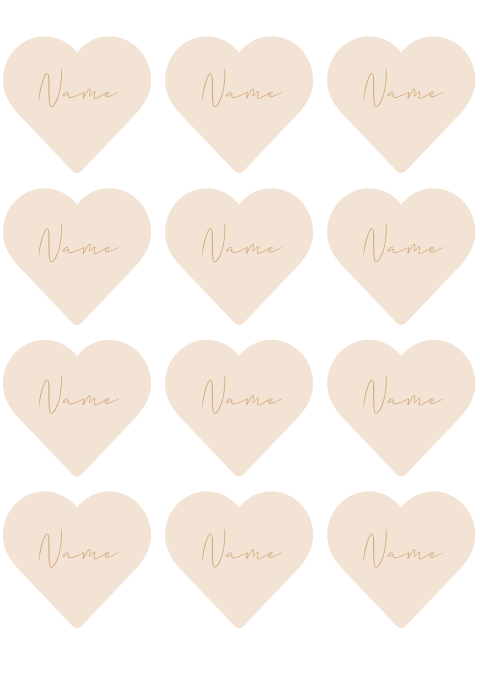 Namenskarten in Herzform, rosa