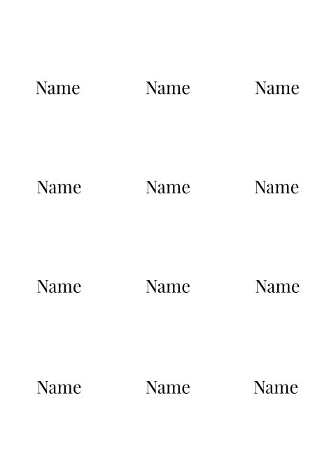 Runde Namenskarten in Schwarz-Weiß