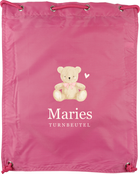 Personalisierbarer Turnbeutel mit Teddybär Motiv und eigenem Namen